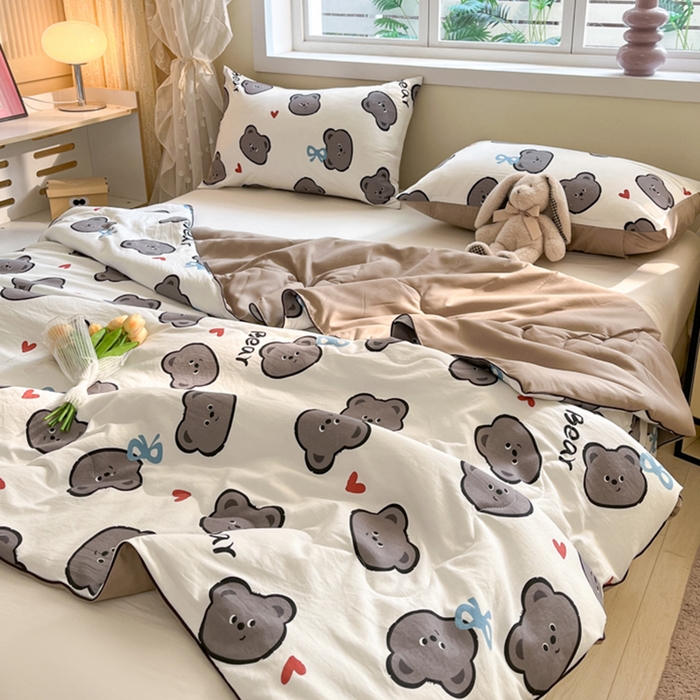 91家纺网 家纺一手货源 找家纺 贝扬思家纺 2025新款水洗皱皱纱系列夏被-系列二 曲奇碎卷卷