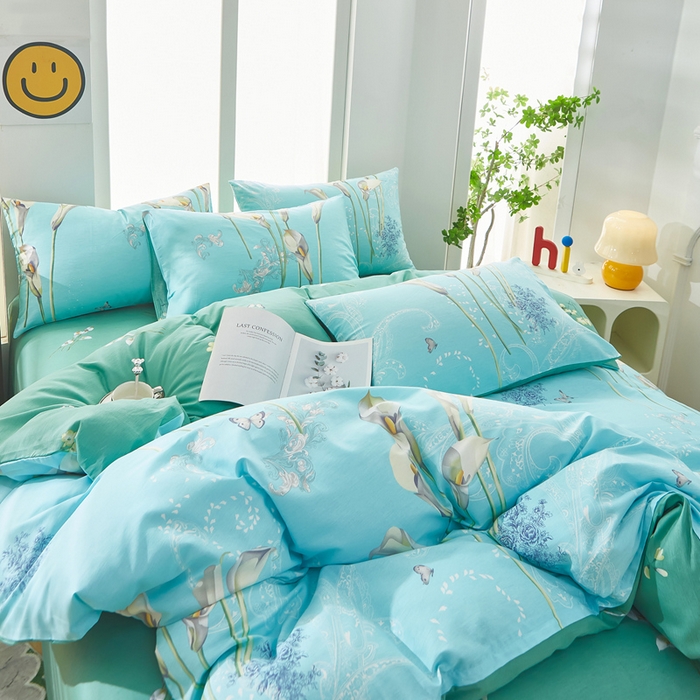 91家纺网 家纺一手货源 找家纺 黛妮雅 2025新款AB版全棉印花单被套床单枕套 百合情缘