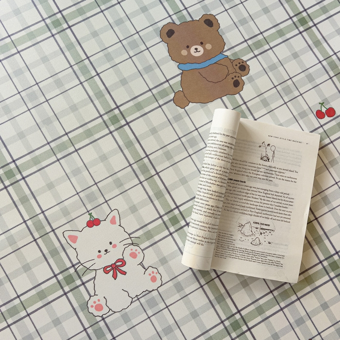 91家纺网 家纺一手货源 找家纺 富馨莱 2025新款学生平铺款冰藤印花凉席A类抗菌冰丝席支持定制尺寸 格子熊