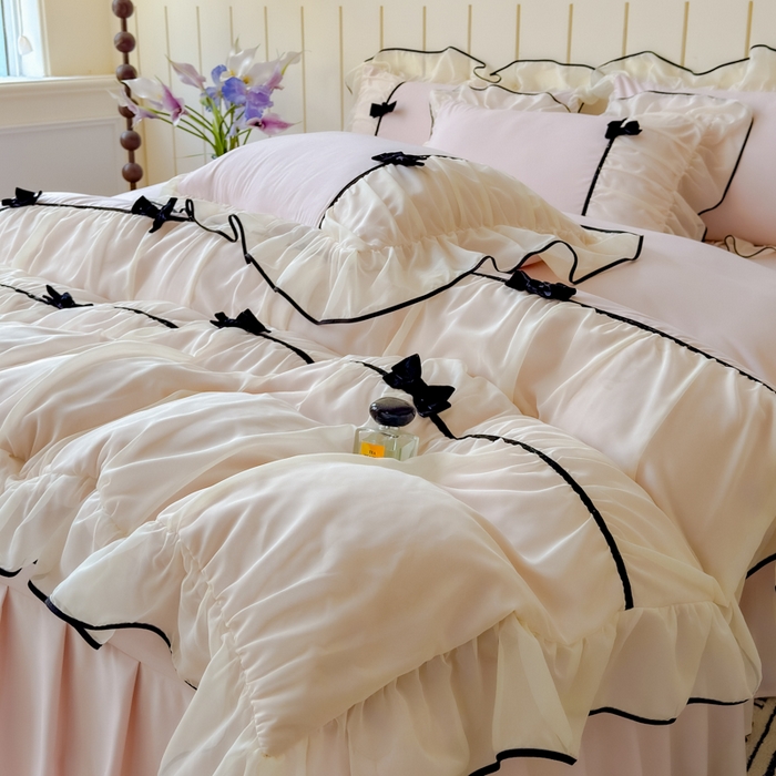 91家纺网 家纺一手货源 找家纺 狂想家（床边故事）2025赛琳法式高定四件套 赛琳茶花粉