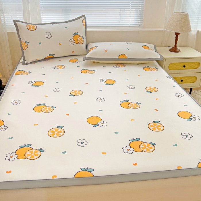 91家纺网 家纺一手货源 找家纺 富馨莱 2025新款平铺款冰藤印花凉席A类抗菌冰丝席支持定制尺寸 心想事成