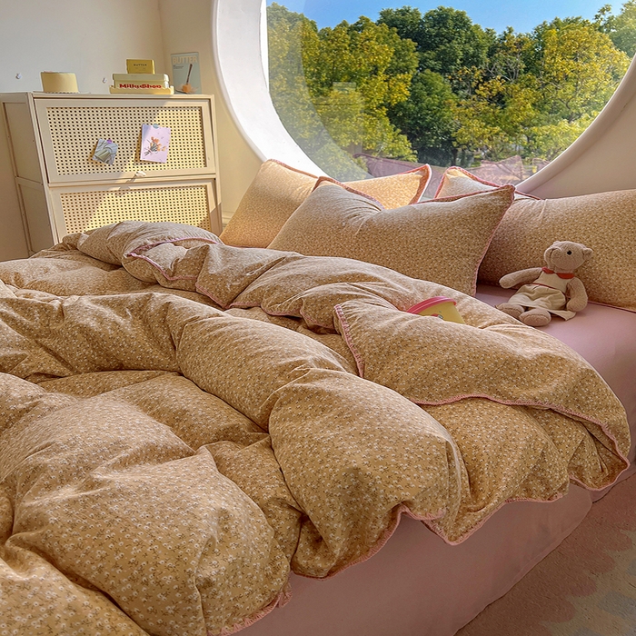 91家纺网 家纺一手货源 找家纺 葡萄家 2025爆款高克重彩色三角针A类针织双层纱四件套 提供买家秀 野忘