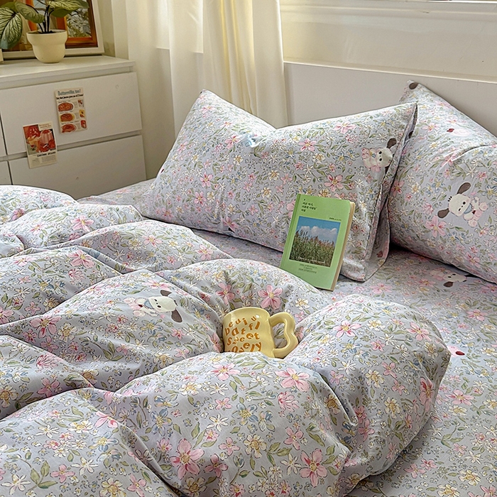 91家纺网 家纺一手货源 找家纺 田野2025新款13372全A全棉四件套 屋顶花园