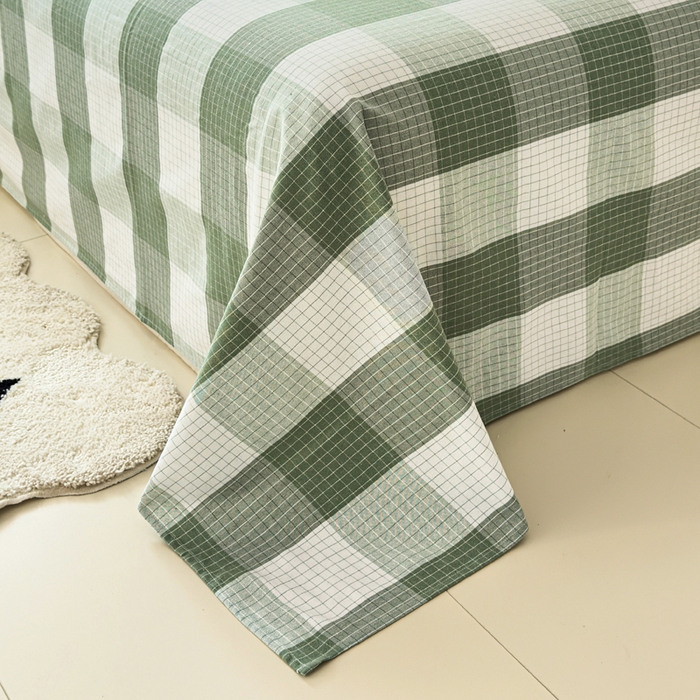 91家纺网 家纺一手货源 找家纺 首爱家纺 2025新款色织老粗布床单老粗布凉席三件套 言格