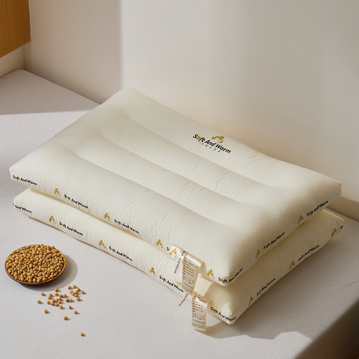 91家纺网 家纺一手货源 找家纺 （总）昕科 2025新款全棉A类大豆纤维立体安睡枕头-高中低款-纯棉大豆纤维枕芯