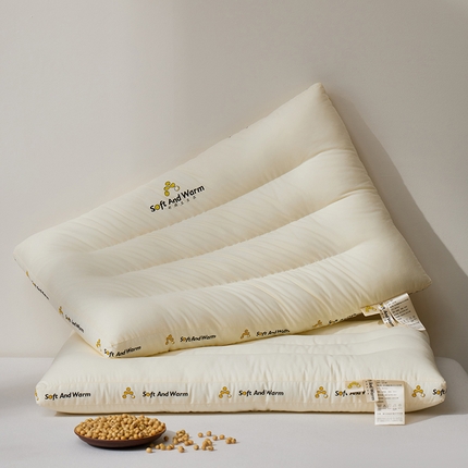 昕科 2025新款全棉A类大豆纤维立体安睡枕头-高中低款-纯棉大豆纤维枕芯 大豆立体安睡-低枕