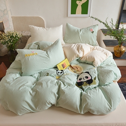 91家纺网 家纺一手货源 找家纺 （总）鑫喜莱家纺 2025新款水洗棉毛巾绣四件套场景二【全系图有买家秀文件】