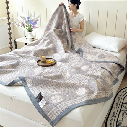 91家纺网 家纺一手货源 找家纺 （总）2025新款A类纯棉针织三层纱提花多功能毯