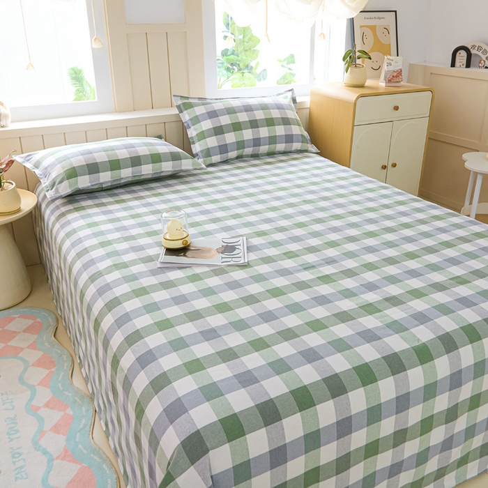 91家纺网 家纺一手货源 找家纺 首爱家纺 2025新款色织老粗布床单老粗布凉席三件套 森眸