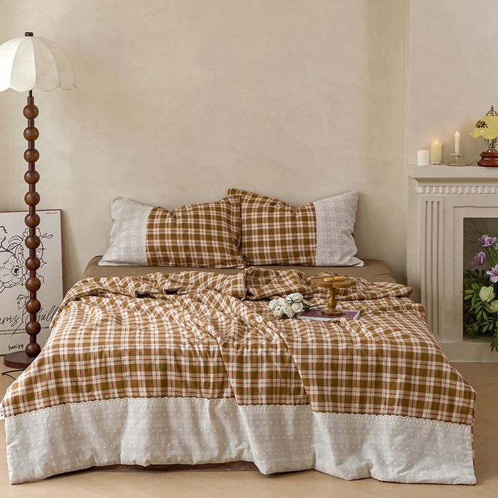 91家纺网 家纺一手货源 找家纺 塔塔 2025新款全棉双层纱法式镂空立体大花边夏被系列 流苏