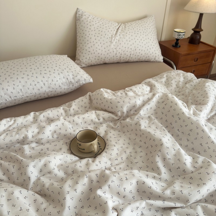 91家纺网 家纺一手货源 找家纺 曲之慕2025新款A类母婴级有氧全棉纯棉双层纱印花四件套 素锦-咖