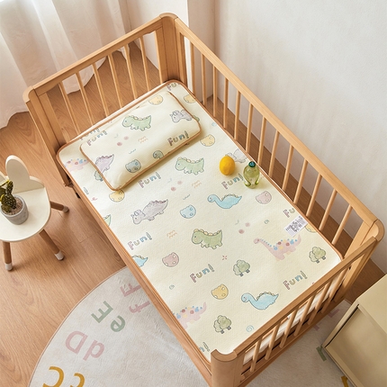 嗨生活 2025新款古藤席冰丝席双面可用儿童凉席幼儿园凉席双面凉感 清凉熟睡凉席 多彩恐龙