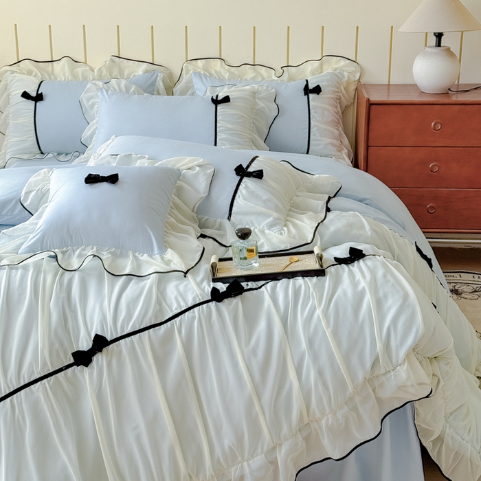 91家纺网 家纺一手货源 找家纺 狂想家（床边故事）2025赛琳法式高定四件套 赛琳晴空兰