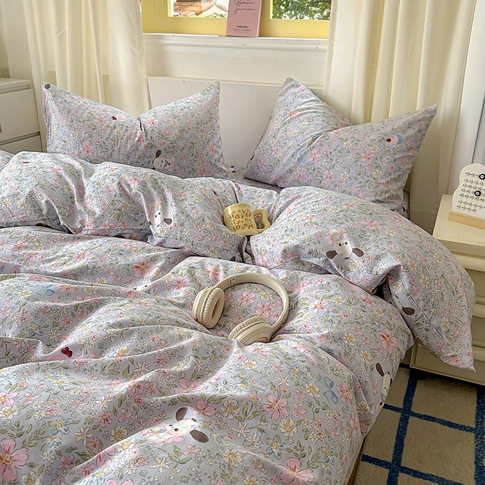 91家纺网 家纺一手货源 找家纺 田野2025新款13372全A全棉四件套 屋顶花园