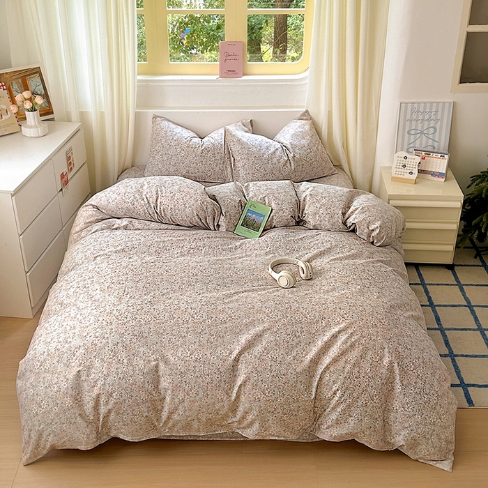 91家纺网 家纺一手货源 找家纺 田野2025新款13372全A全棉四件套 春色