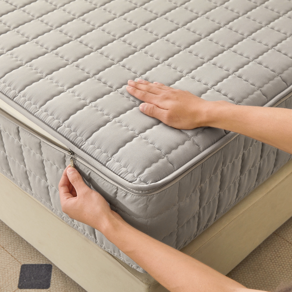 91家纺网 家纺一手货源 找家纺 （总）欧邦 2025新款可拆卸六面全包夹棉床笠