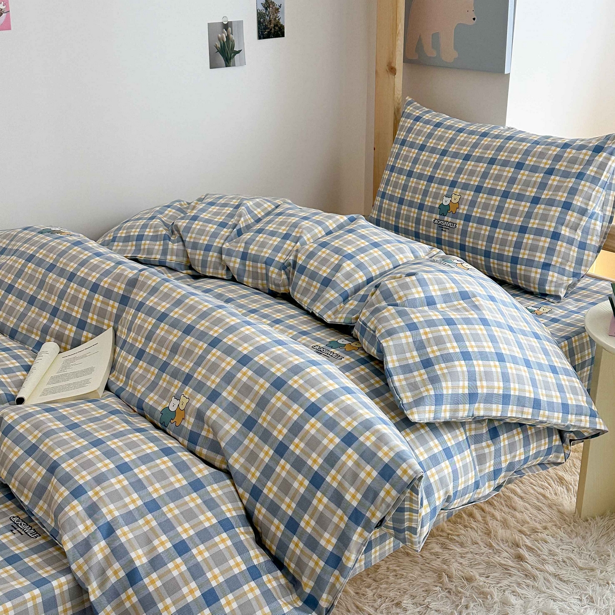 91家纺网 家纺一手货源 找家纺 拔萃 2025新款全棉纯棉足标13372印花学生上下铺套件纯棉宿舍三件套六件套 佳尼