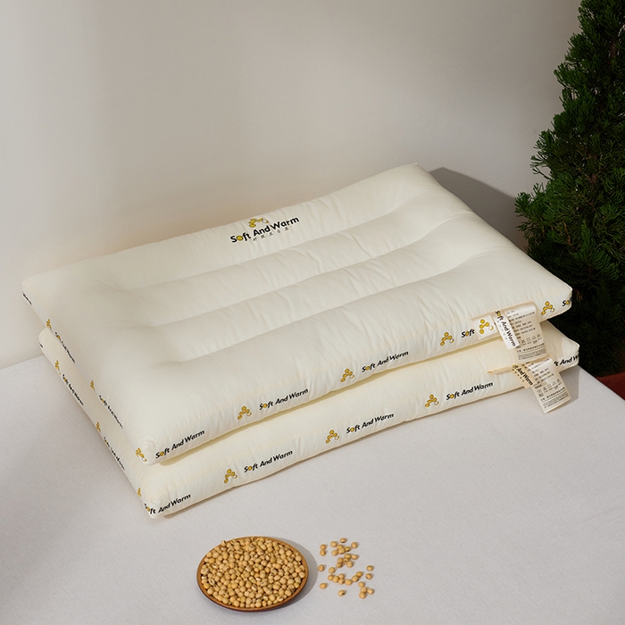 91家纺网 家纺一手货源 找家纺 昕科 2025新款全棉A类大豆纤维立体安睡枕头-高中低款-纯棉大豆纤维枕芯 大豆立体安睡-低枕