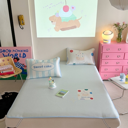 美乐迪家纺 2025新款数码印花养生冰藤凉席 奶油泡芙