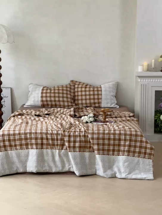 91家纺网 家纺一手货源 找家纺 塔塔 2025新款全棉双层纱法式镂空立体大花边夏被系列 流苏