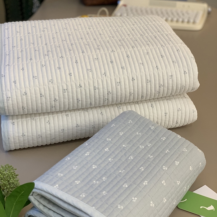 91家纺网 家纺一手货源 找家纺 汇庭 2025新款全棉床盖三件套-实拍 小小樱桃蓝