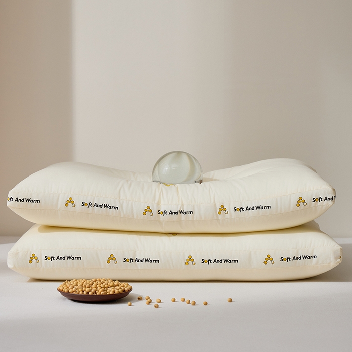 91家纺网 家纺一手货源 找家纺 昕科 2025新款全棉A类大豆纤维立体安睡枕头-高中低款-纯棉大豆纤维枕芯 大豆立体安睡-中枕