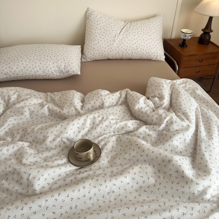 91家纺网 家纺一手货源 找家纺 曲之慕2025新款A类母婴级有氧全棉纯棉双层纱印花四件套 素锦-咖