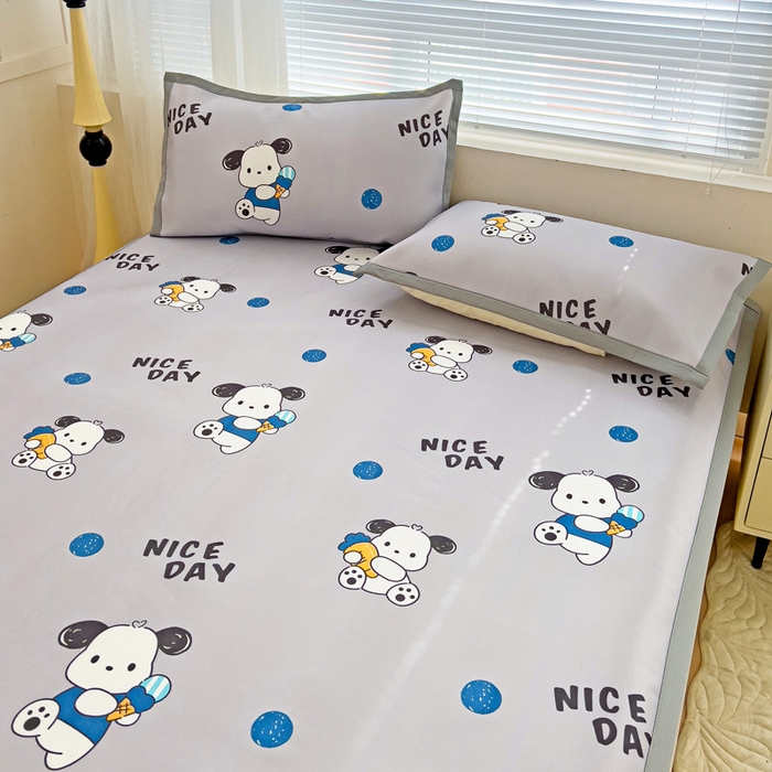 91家纺网 家纺一手货源 找家纺 富馨莱 2025新款平铺款冰藤印花凉席A类抗菌冰丝席支持定制尺寸 乖乖狗