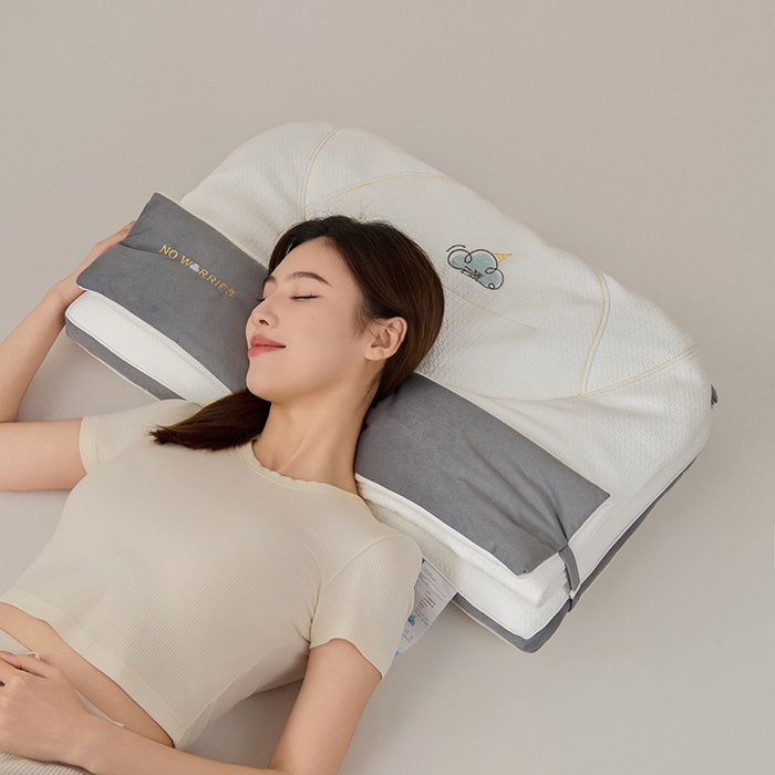 91家纺网 家纺一手货源 找家纺 （总）昕科 2025新款云颈二合一可拆卸牵引枕芯-小被子小毯子枕头刺绣双层枕芯