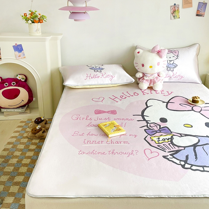 91家纺网 家纺一手货源 找家纺 米帛家纺 2025新款 A类大版三丽鸥冰藤席-床席款 香水凯蒂猫