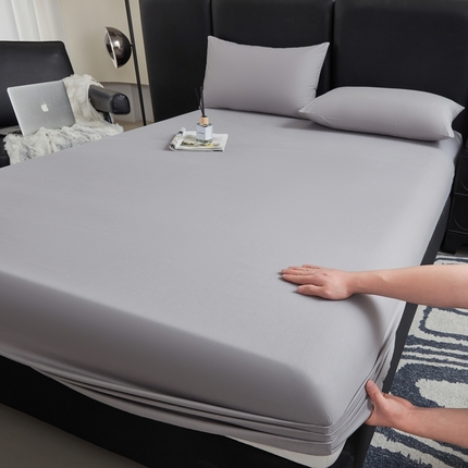 2025新款40S斜纹13372全棉纯色床笠 40S气质灰