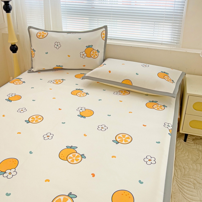 91家纺网 家纺一手货源 找家纺 富馨莱 2025新款平铺款冰藤印花凉席A类抗菌冰丝席支持定制尺寸 心想事成