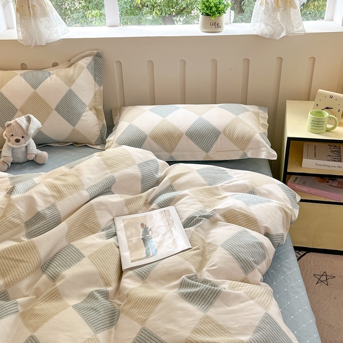 91家纺网 家纺一手货源 找家纺 大吉 2025新款100全棉纯棉喷气小清新被套四件套纯棉三件套床笠四件套单被套单枕套 向往