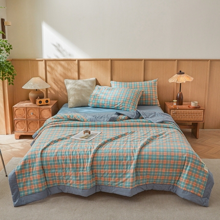 伊人坊 A类水洗棉新疆棉花夏被 贝拉绿