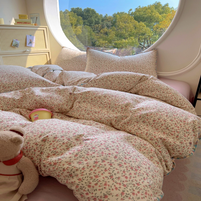 91家纺网 家纺一手货源 找家纺 葡萄家 2025爆款高克重彩色三角针A类针织双层纱四件套 提供买家秀 小森屿