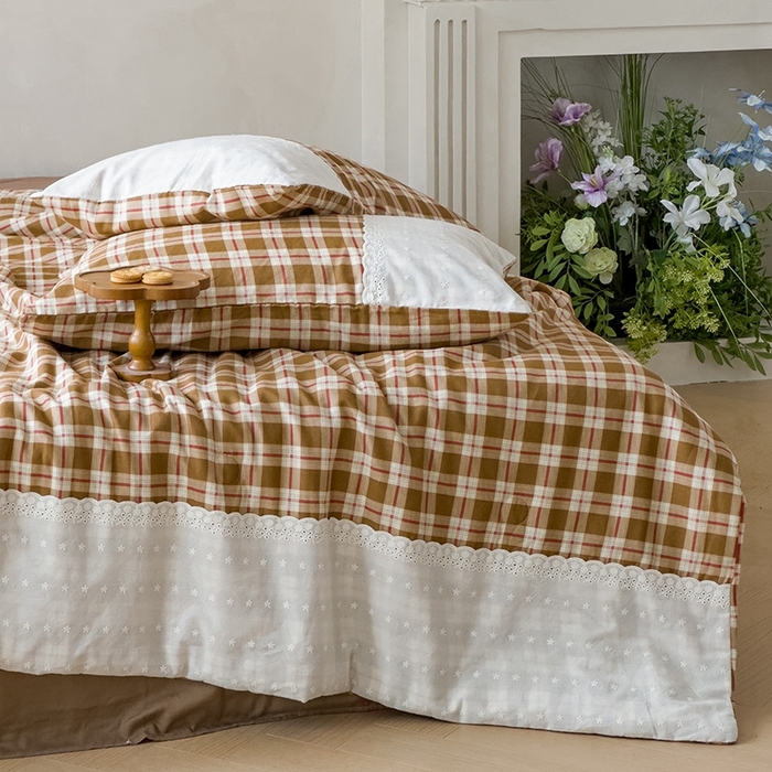 91家纺网 家纺一手货源 找家纺 塔塔 2025新款全棉双层纱法式镂空立体大花边夏被系列 流苏