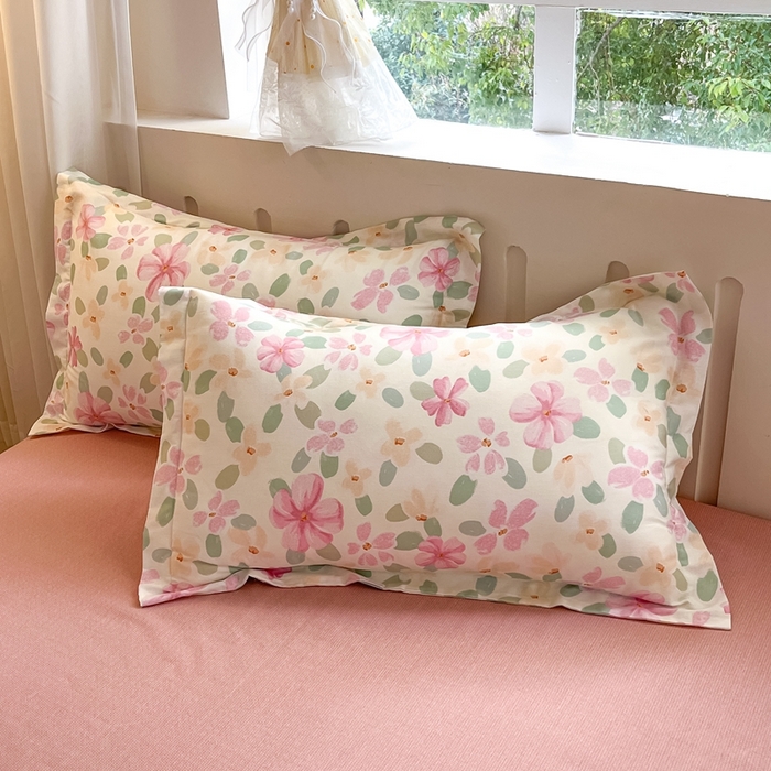 91家纺网 家纺一手货源 找家纺 大吉 2025新款100全棉纯棉喷气小清新被套四件套纯棉三件套床笠四件套单被套单枕套 甜梦