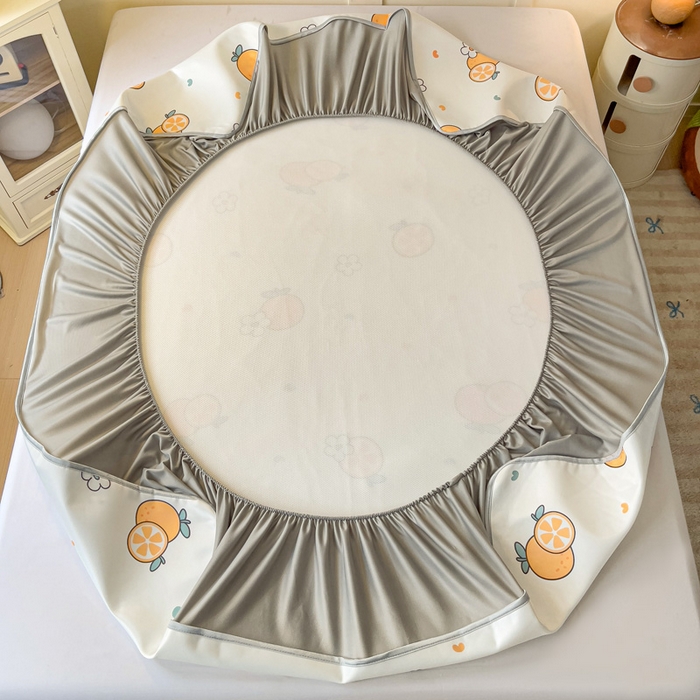 91家纺网 家纺一手货源 找家纺 富馨莱 2025新款床笠款冰藤印花凉席A类抗菌冰丝席支持定制尺寸 心想事成