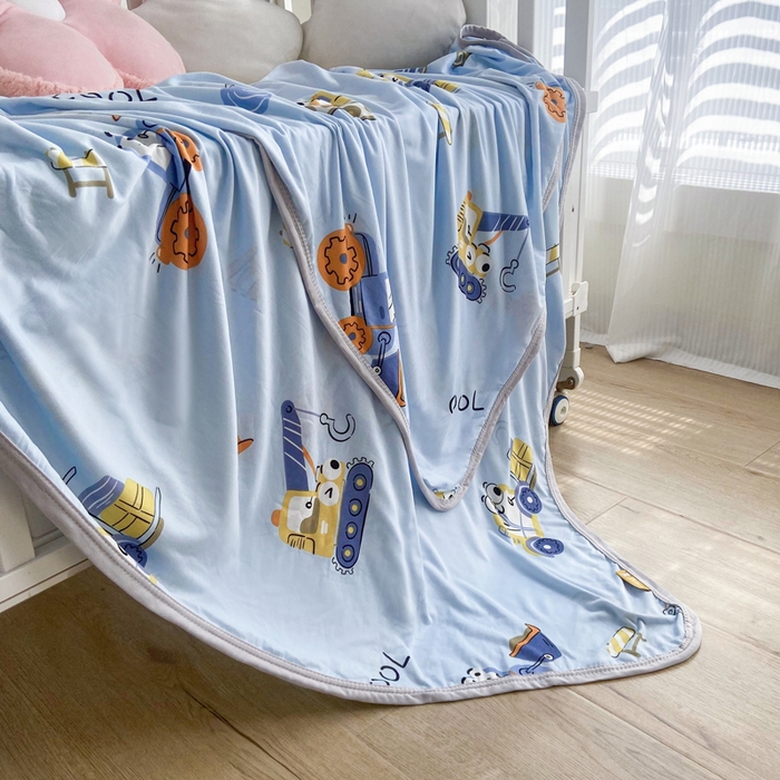 91家纺网 家纺一手货源 找家纺 2026新款儿童针织多功能盖毯 挖掘机