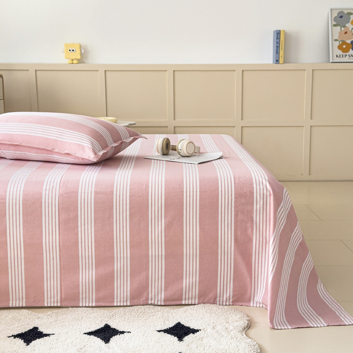 91家纺网 家纺一手货源 找家纺 首爱家纺 2025新款色织老粗布床单老粗布凉席三件套 错落