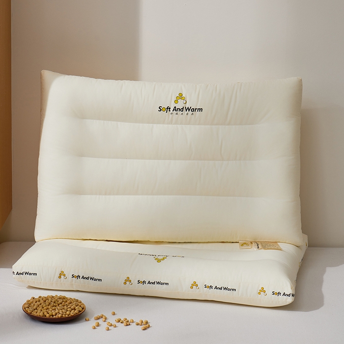 91家纺网 家纺一手货源 找家纺 昕科 2025新款全棉A类大豆纤维立体安睡枕头-高中低款-纯棉大豆纤维枕芯 大豆立体安睡-低枕