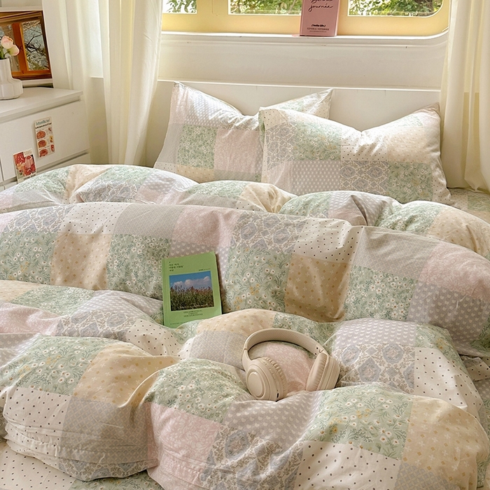 91家纺网 家纺一手货源 找家纺 田野2025新款13372全A全棉四件套 阳光花房