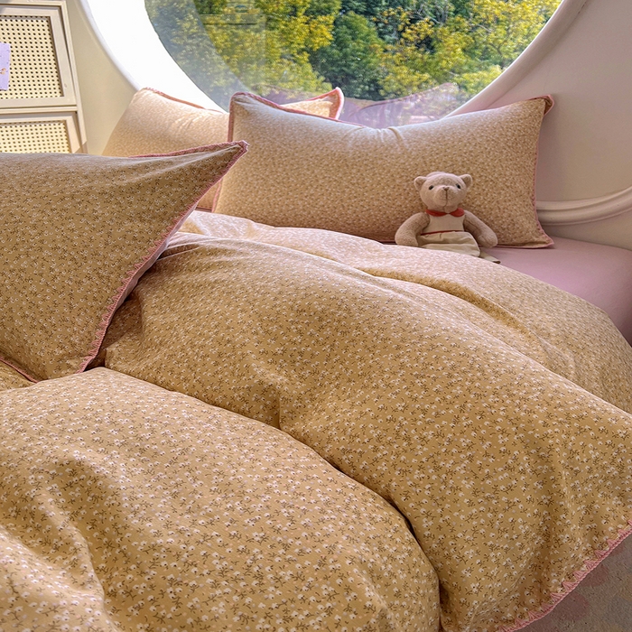 91家纺网 家纺一手货源 找家纺 葡萄家 2025爆款高克重彩色三角针A类针织双层纱四件套 提供买家秀 野忘