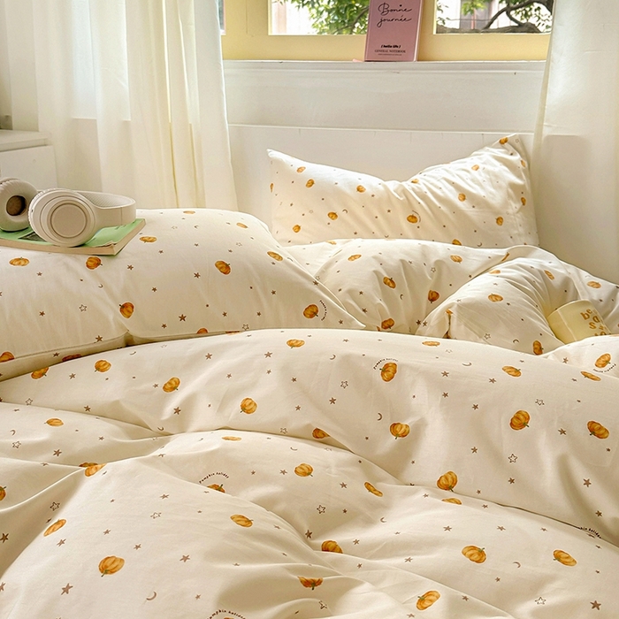 91家纺网 家纺一手货源 找家纺 田野2025新款13372全A全棉四件套 小南瓜