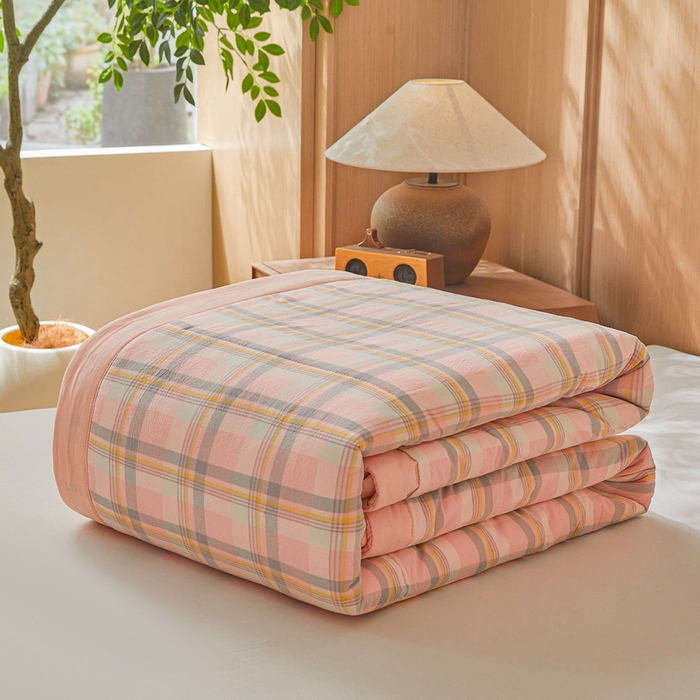 91家纺网 家纺一手货源 找家纺 伊人坊 A类水洗棉新疆棉花夏被 简兮-粉