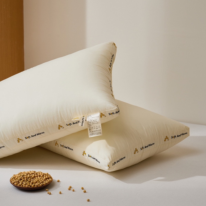 91家纺网 家纺一手货源 找家纺 昕科 2025新款全棉A类大豆纤维立体安睡枕头-高中低款-纯棉大豆纤维枕芯 大豆立体安睡-高枕