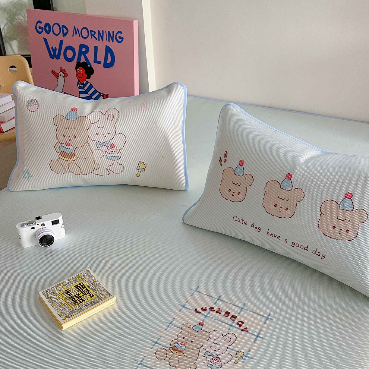 91家纺网 家纺一手货源 找家纺 美乐迪家纺 2025新款数码印花养生冰藤凉席 里约小熊