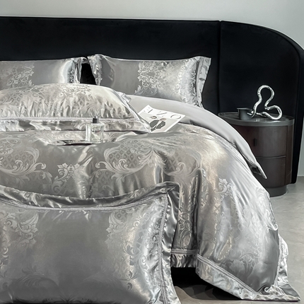 博纳家纺 2025新款色织提花 镂空宽边高级简奢款四件套控价劵后198（严格按控价来） 高级灰