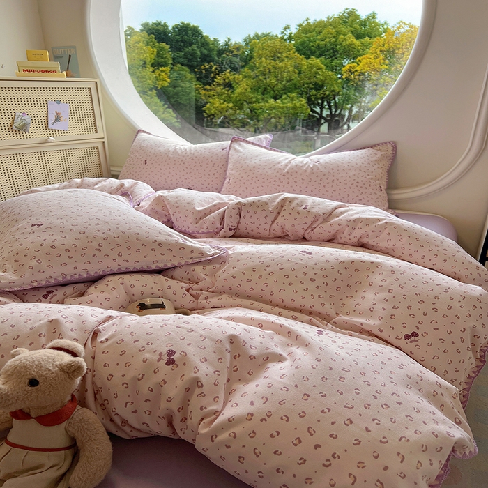 91家纺网 家纺一手货源 找家纺 葡萄家 2025爆款高克重彩色三角针A类针织双层纱四件套 提供买家秀 幸绘紫