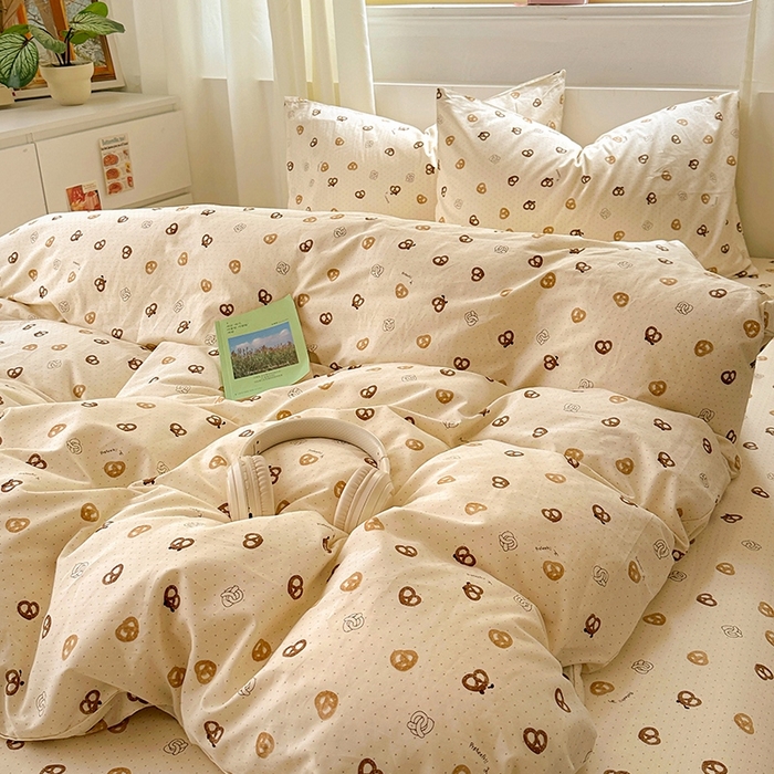 91家纺网 家纺一手货源 找家纺 田野2025新款13372全A全棉四件套 曲奇